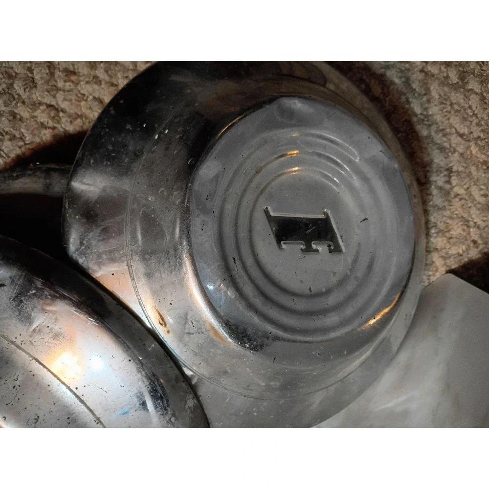Vintage Ford Hubcaps Chrome Metal Wheel Covers Set of 4 Block F Logo 9.5 Inch